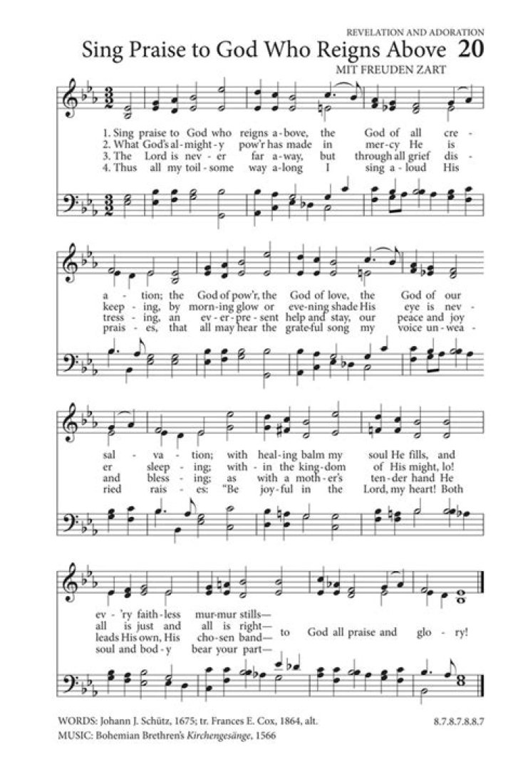Sing Praise to God Who Reigns Above